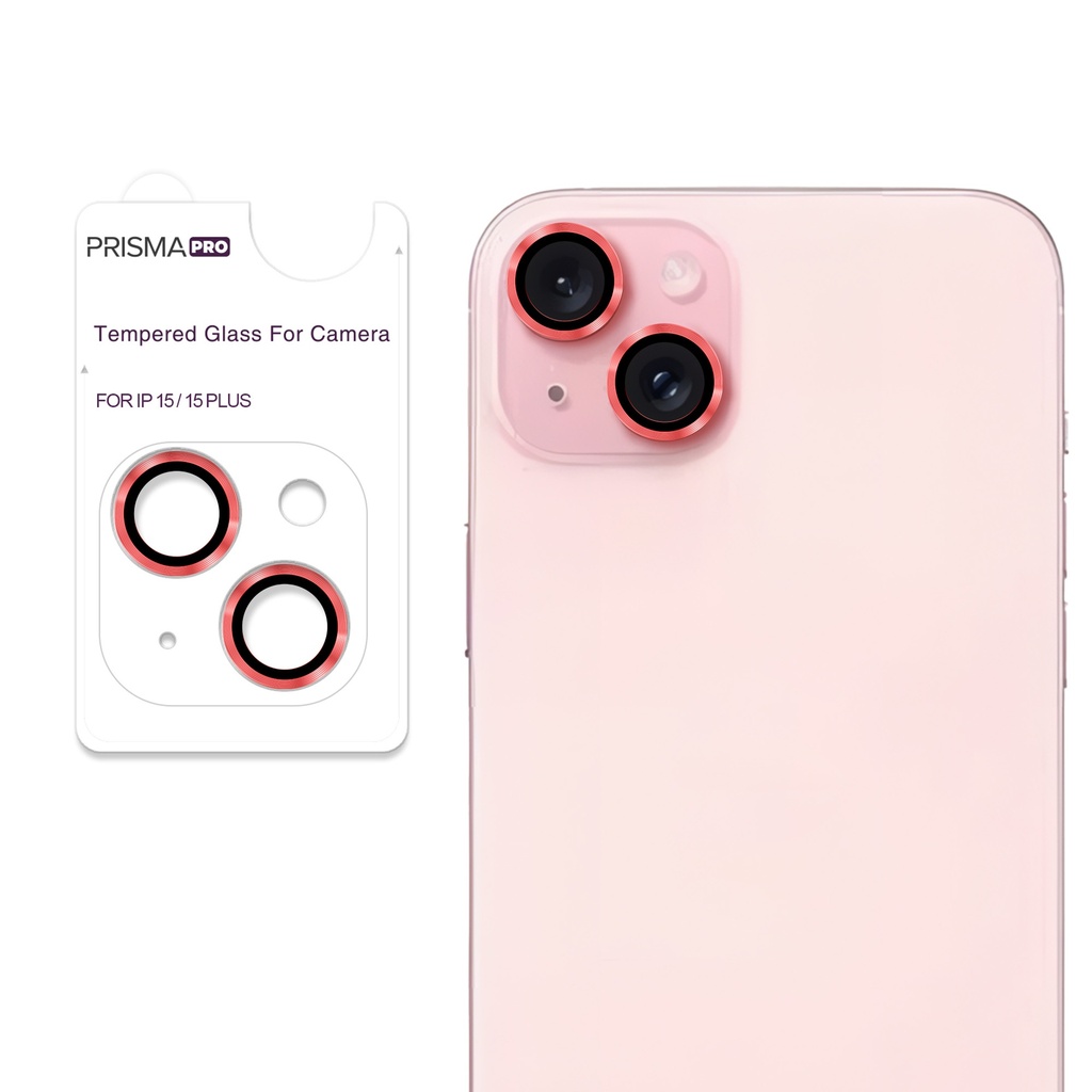 Prisma Pro Shield - Ring Camera Lens w/HD Tempered Glass  for iPhone 15 / 15 Plus (Red)