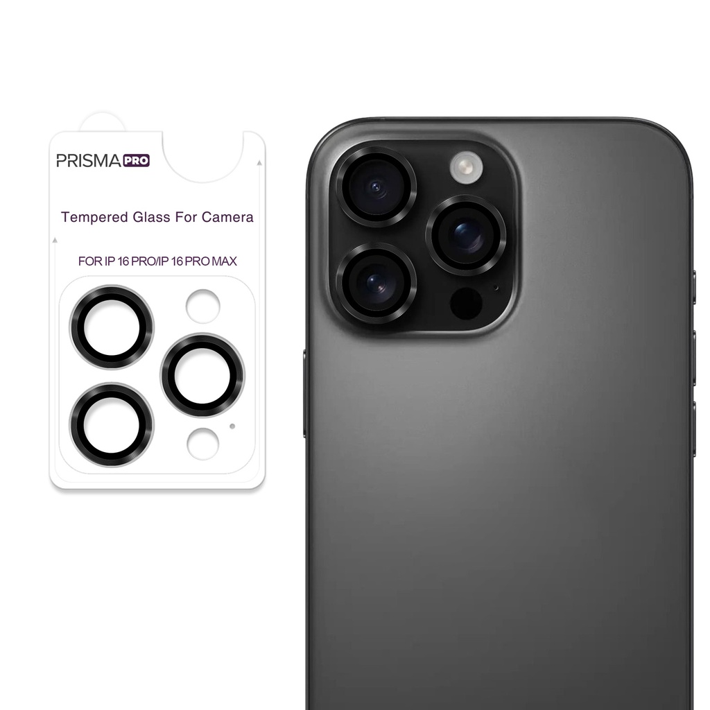 Prisma Pro Shield - Ring Camera Lens w/HD Tempered Glass  for iPhone 16 Pro / 16 Pro Max (Black)