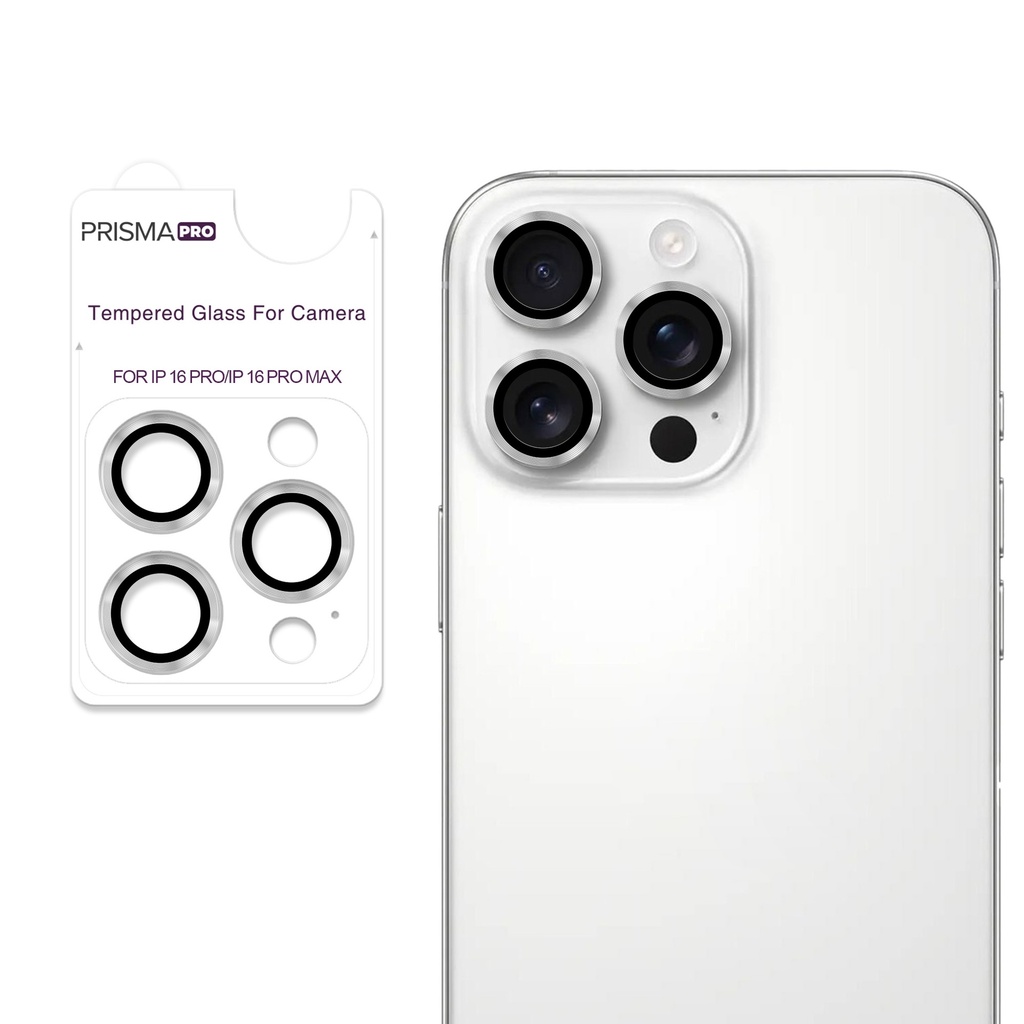 Prisma Pro Shield - Ring Camera Lens w/HD Tempered Glass  for iPhone 16 Pro / 16 Pro Max (Silver)