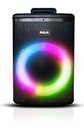 RCA STAGE- 8 7 vibrant light Modes Bluetooth Speaker with Disco Ball, TWS, USB, & FM - Black