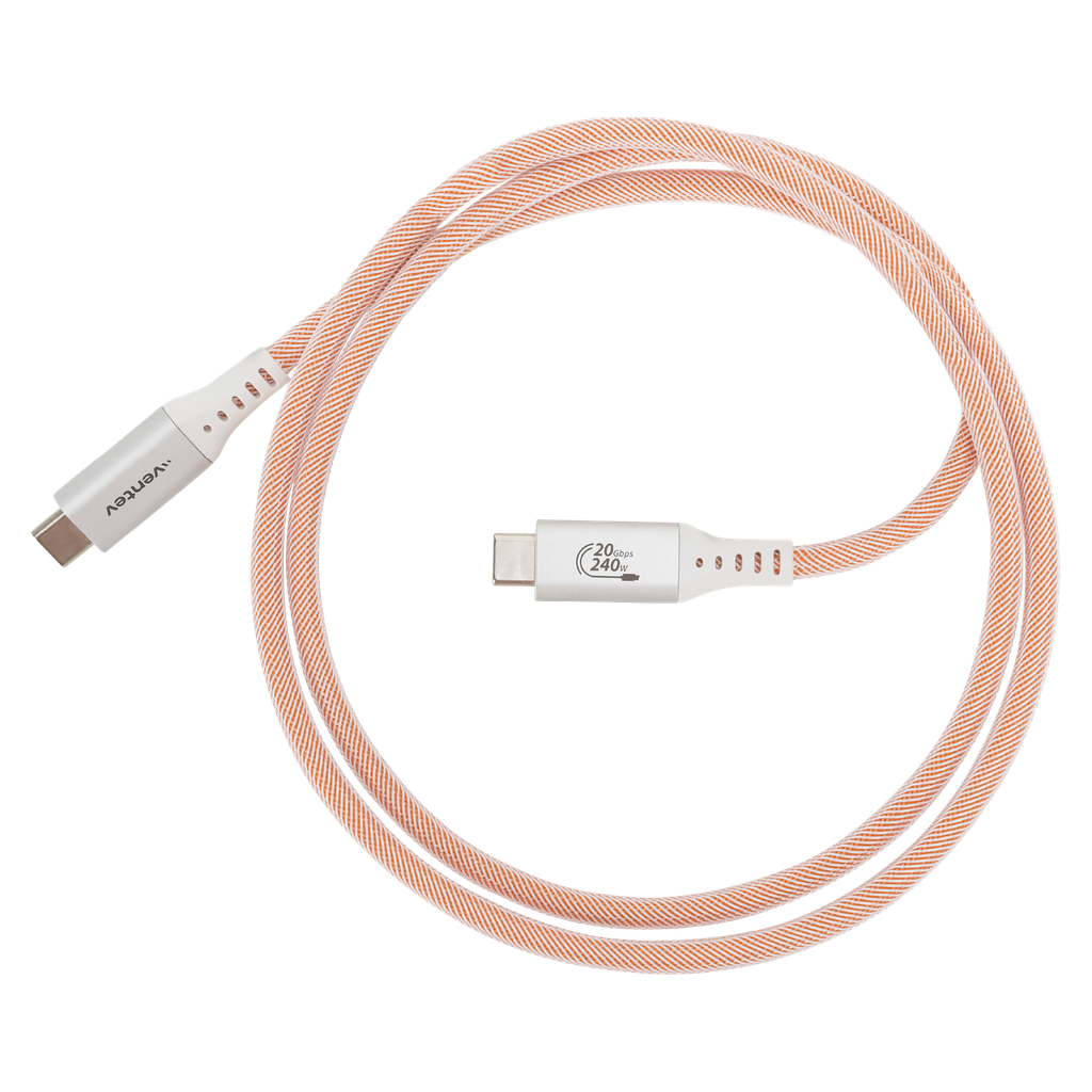 Ventev - Ultrafast Duo Usb C To Usb C 3.3ft - White And Orange