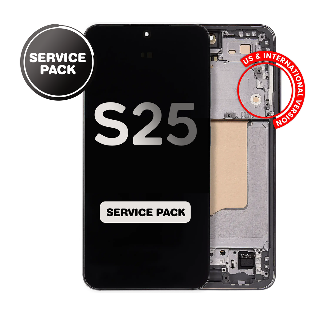 OLED Assembly for Samsung Galaxy S25 (S931) with Frame - Silver Shadow / Light Gray (Service Pack)