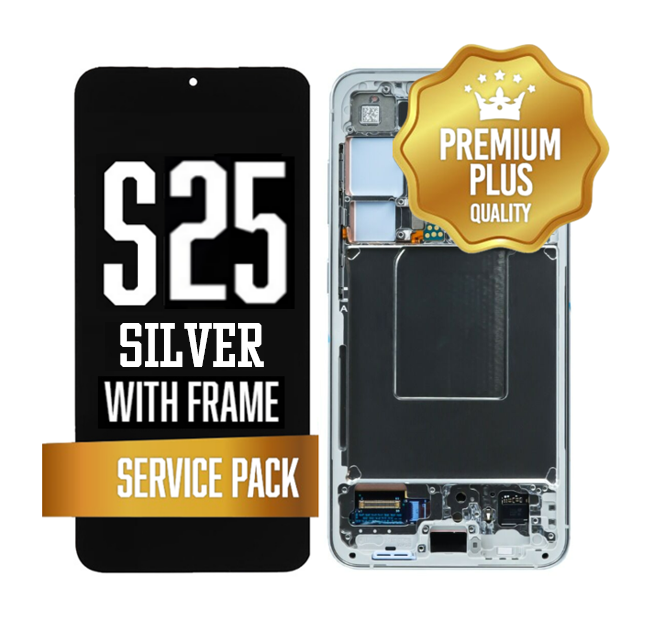 OLED Assembly for Samsung Galaxy S25 With Frame - Silver Shadow / Light Gray (Service Pack)
