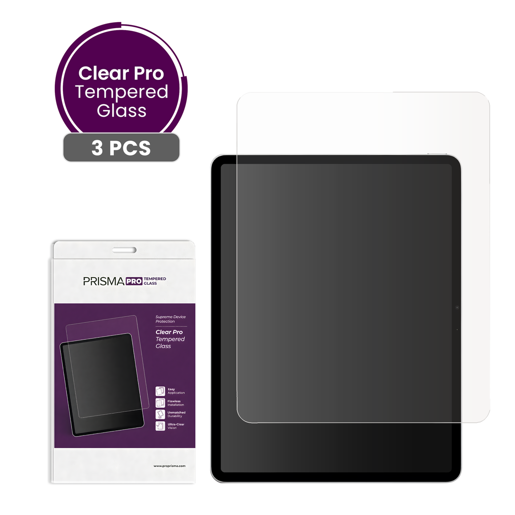Prisma Pro Shield - Clear Tempered Glass for iPad Pro 12.9 (3rd&4th&5th&6th Generation) (3 Pcs)