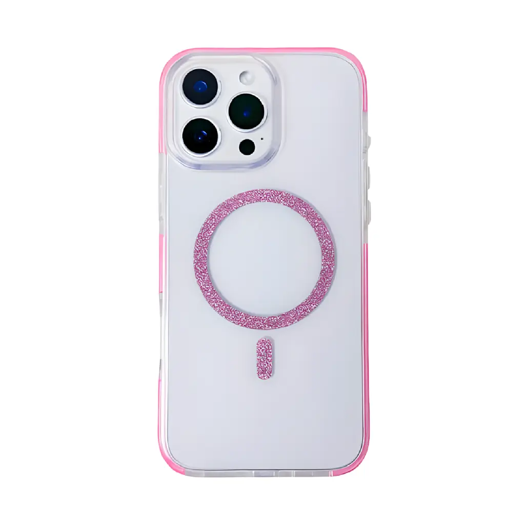 Glossy Bumper Clear Case with Magsafe for iPhone 16 - Pink