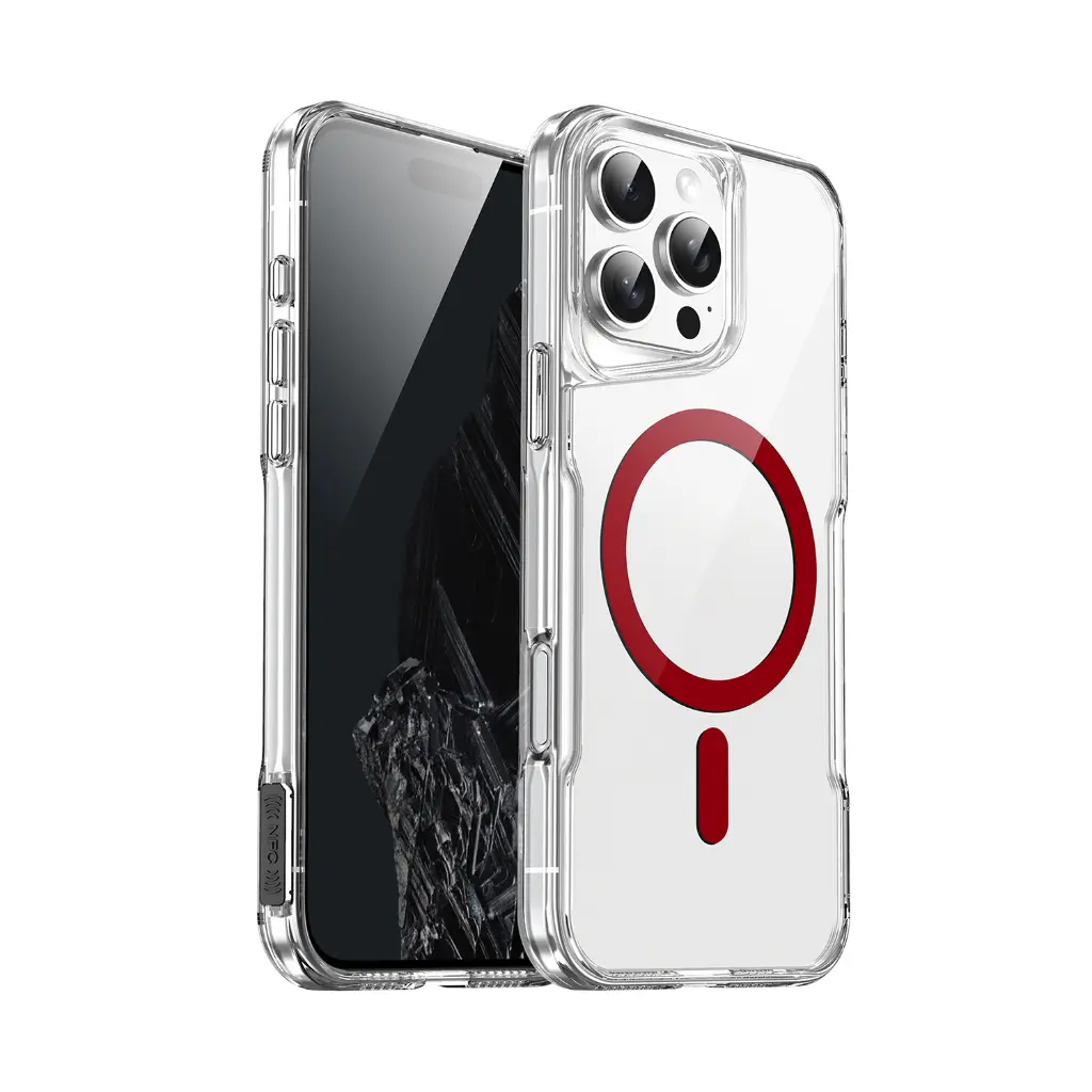  Colored Magsafe Clear Case for iPhone 16 Pro Max - Red