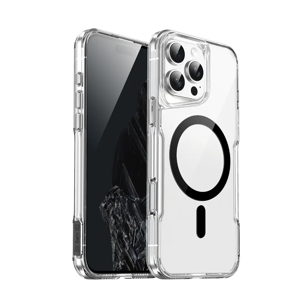  Colored Magsafe Clear Case for iPhone 16e / 14 / 13 - Black