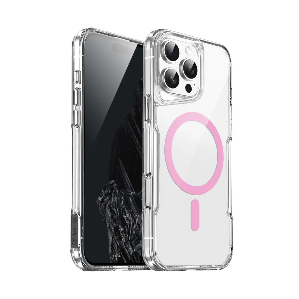  Colored Magsafe Clear Case for iPhone 16e / 14 / 13 - Pink