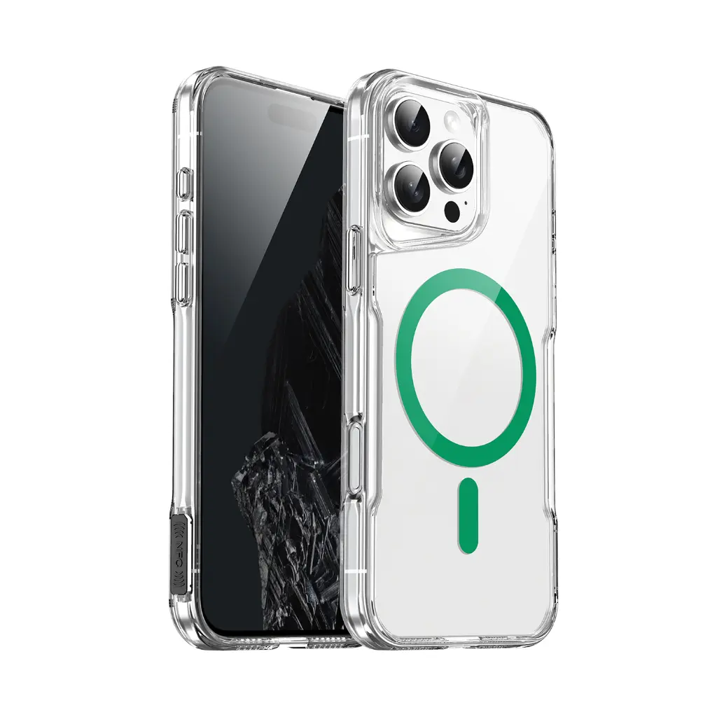 [CS-I14-CMCC-DGR]  Colored Magsafe Clear Case for iPhone 16e / 14 / 13 - Dark Green