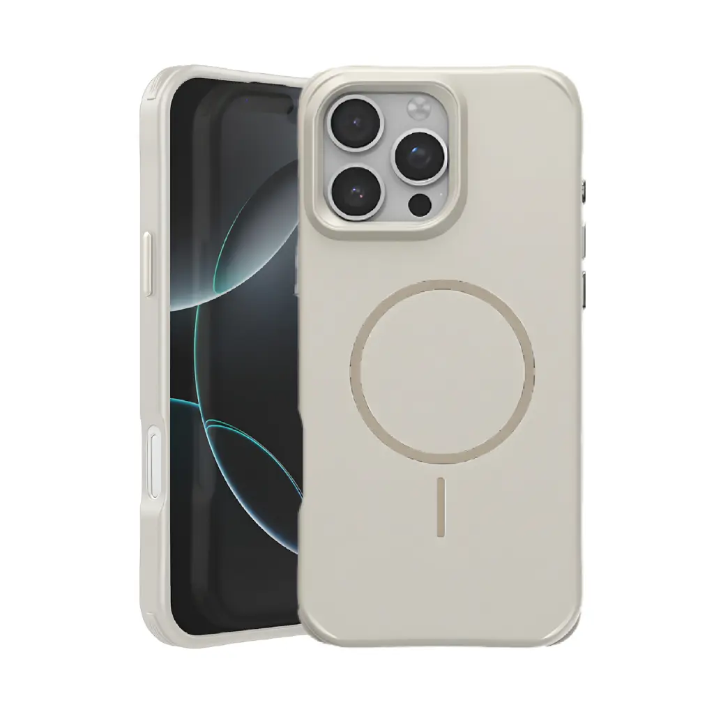  Elegant Silicone Case with Magsafe for iPhone 14 Pro - Cream