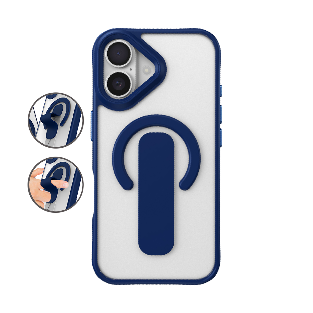  Sophisticated Matte Stand Holder Case with Magsafe for iPhone 16 Pro Max - Dark Blue