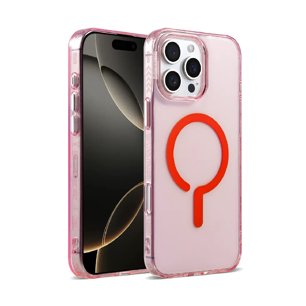  Joyful Color Clear Case with Magsafe for iPhone 12 / 12 Pro - Red