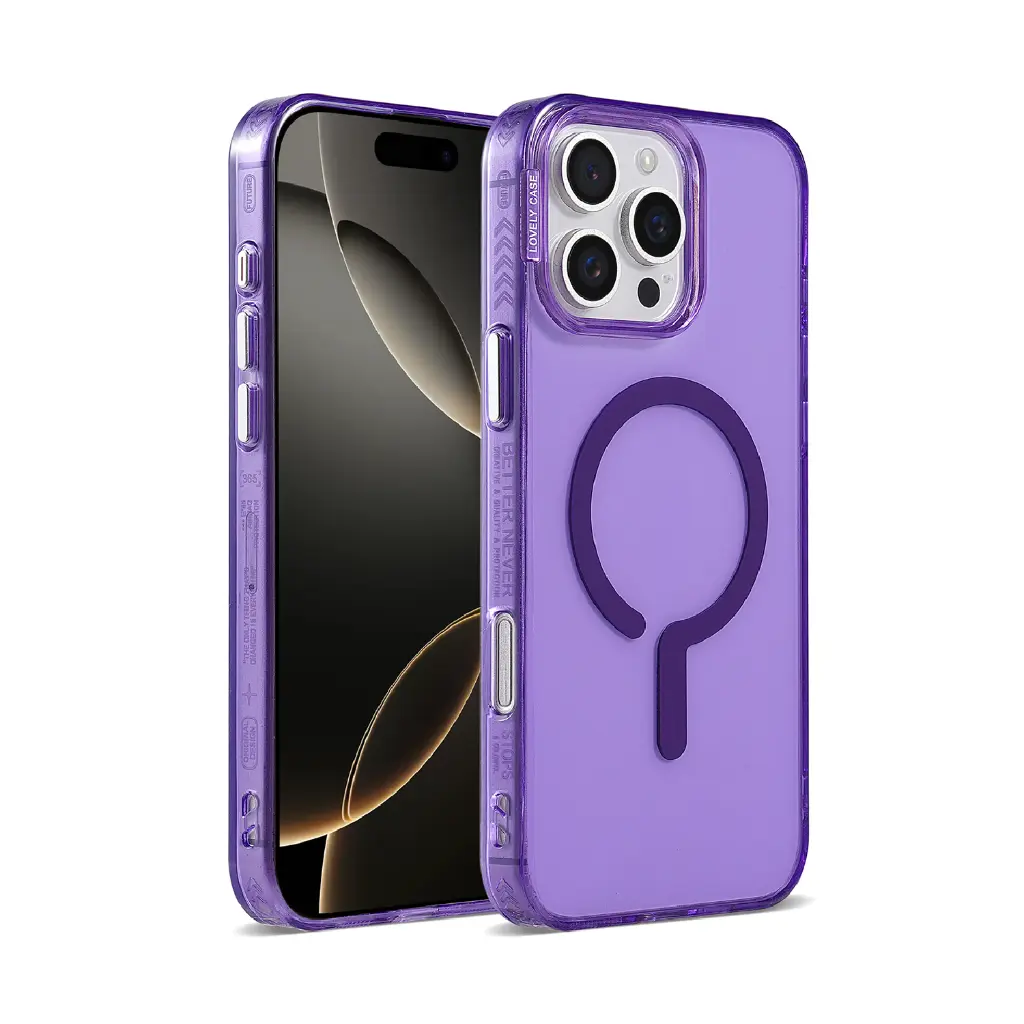  Joyful Color Clear Case with Magsafe for iPhone 12 / 12 Pro - Purple