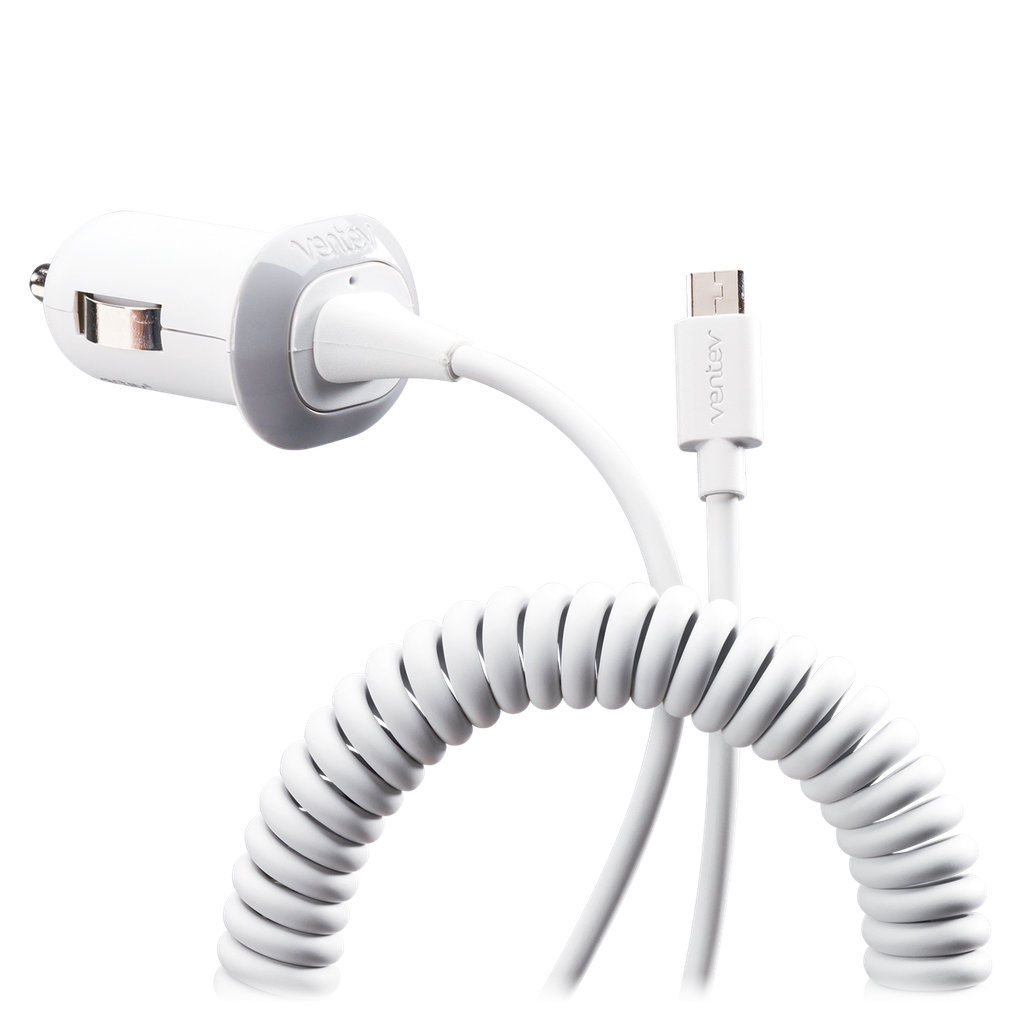 Essentials By Ventev - 10w Dash 121c Car Charger For Micro Usb Devices - White