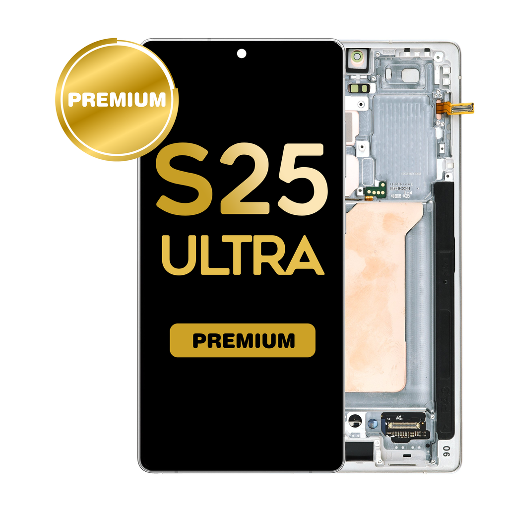 OLED Assembly for Samsung Galaxy S25 Ultra (S938) with Frame - White Silver (Premium)