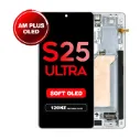 OLED Assembly for Samsung Galaxy S25 Ultra (S938) with Frame - White Silver (Aftermarket Plus - Soft OLED / 120Hz)