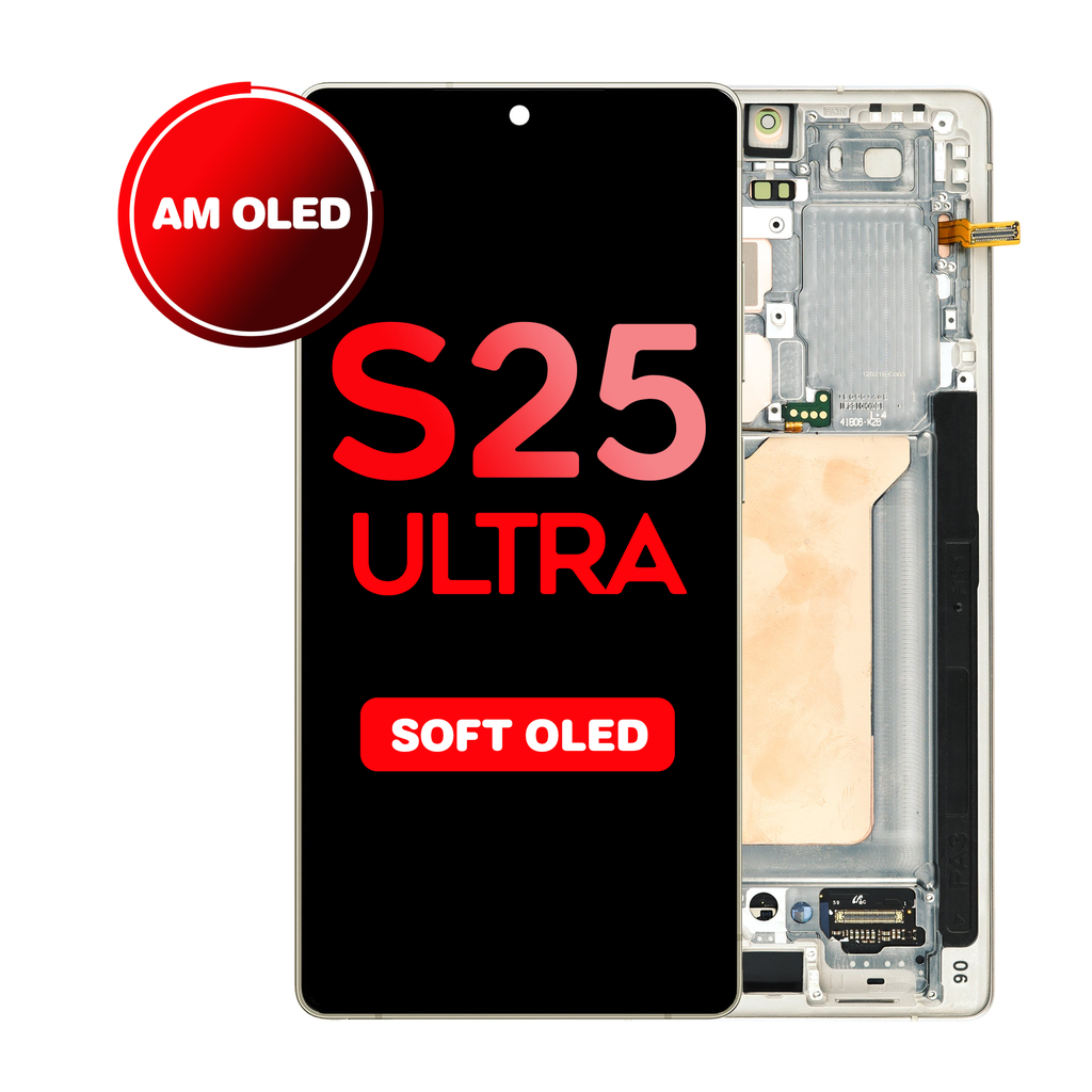 OLED Assembly for Samsung Galaxy S25 Ultra (S938) with Frame - Pink Gold (Aftermarket Plus - Soft OLED / 120Hz)