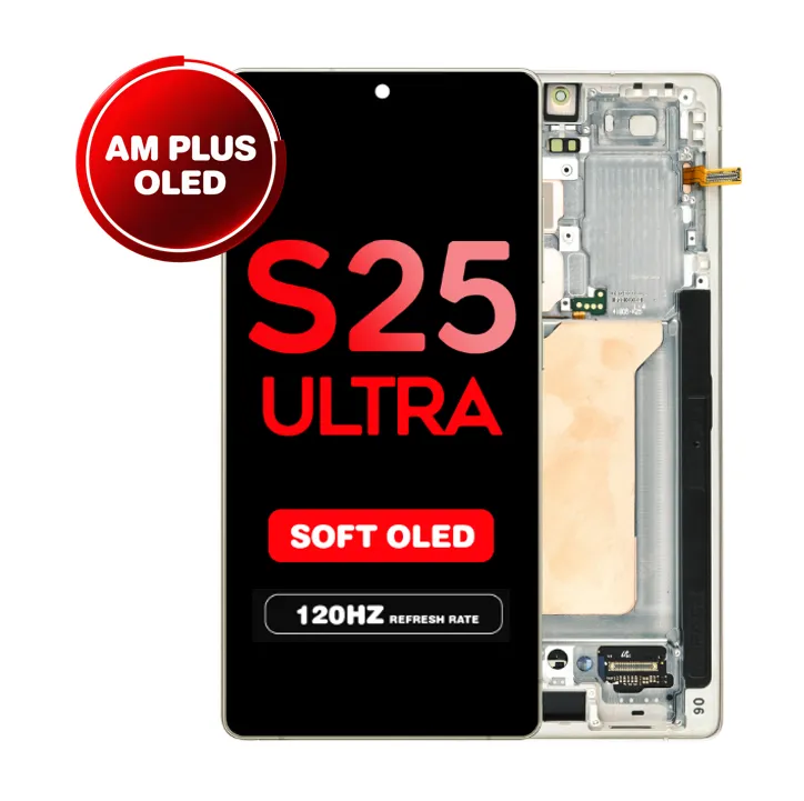 OLED Assembly for Samsung Galaxy S25 Ultra (S938) with Frame - Pink Gold (Aftermarket Plus - Soft OLED / 120Hz)
