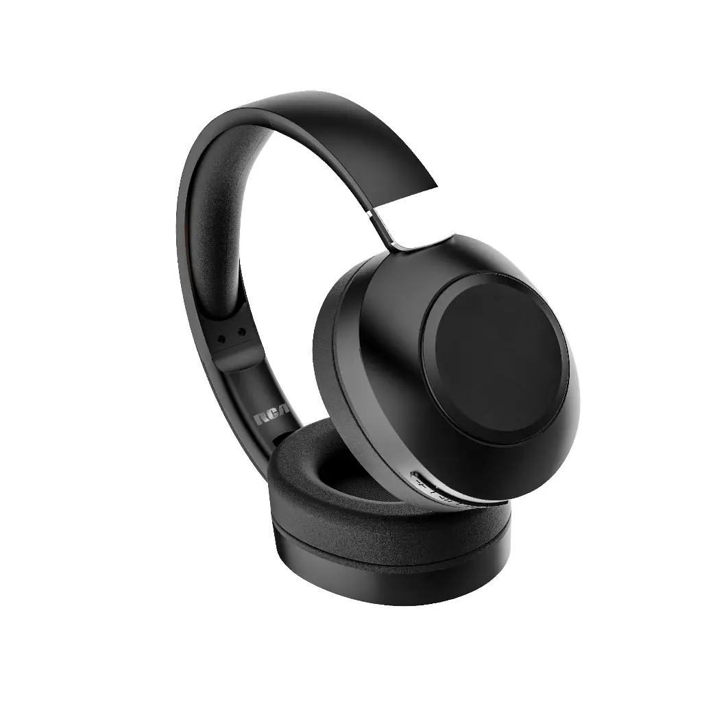 RCA Wave-54 Wireless Over-Ear Bluetooth Headphones, 12H Playtime, Hi-Res Audio - Black