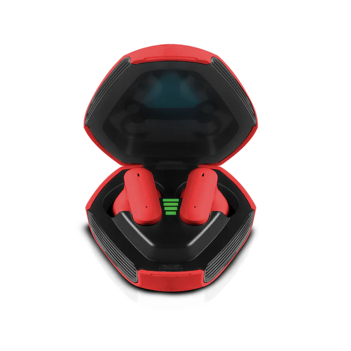 RCA Wave-78 True Wireless Earbuds, 20H Playtime, Hi-Res Audio, Big Bass - Red