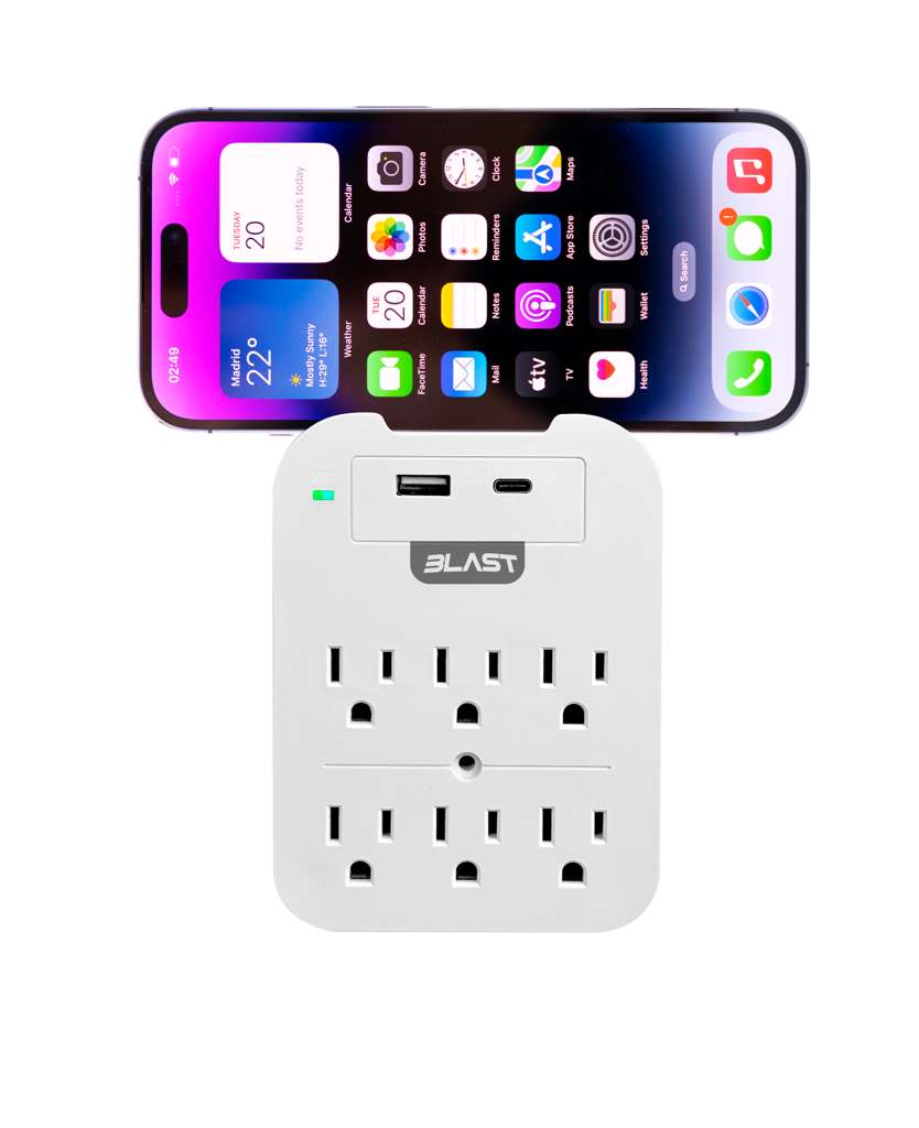 Blast 6 Power Outlets Adapter  with USB-A and C