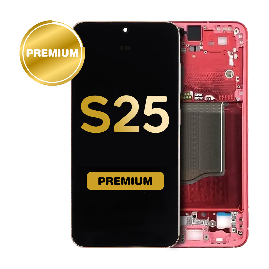 OLED Assembly for Samsung Galaxy S25 (S931) with Frame (Coral Red) (Premium)