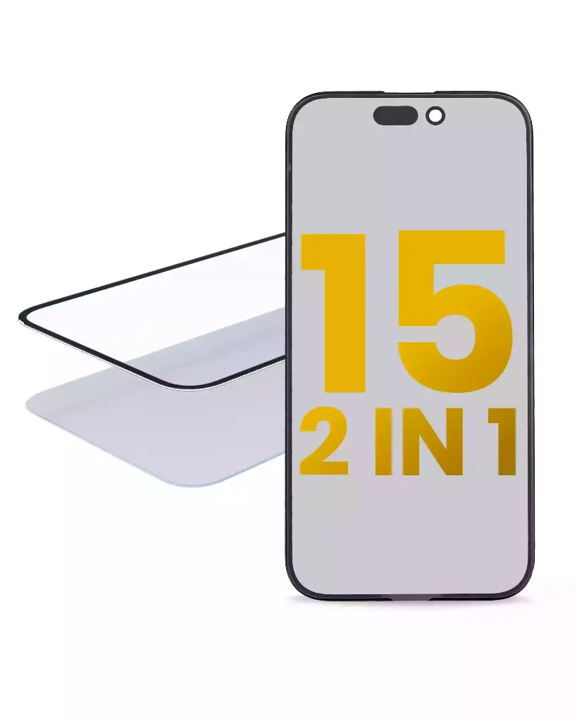 2 in 1 (Glass + OCA Pre-Installed) For iPhone 15 (OCA Master) (2 Pack) (Premium)