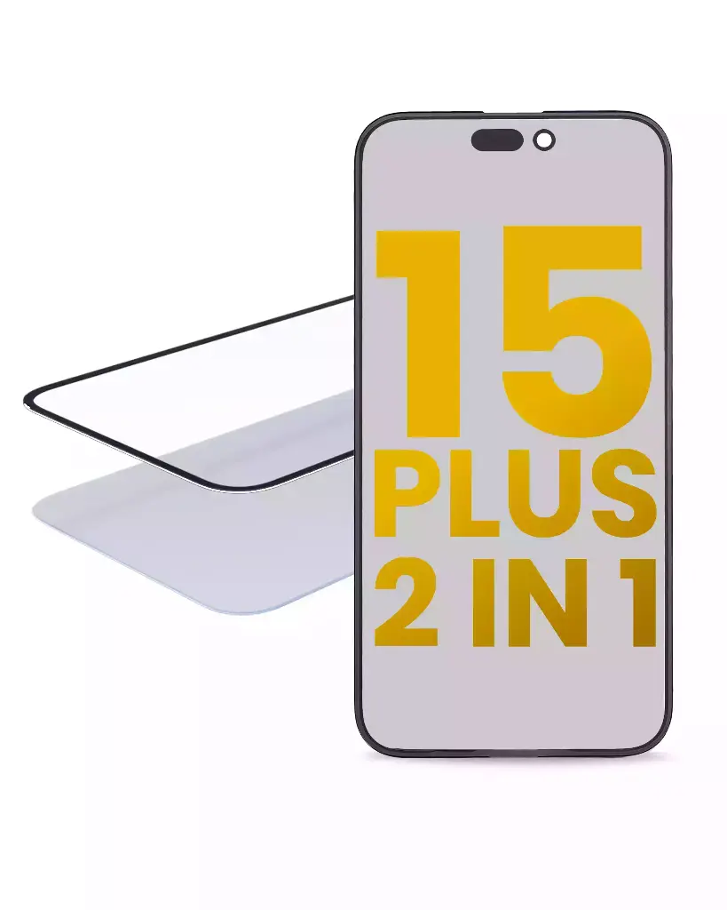 2 in 1 (Glass + OCA Pre-Installed) For iPhone 15 Plus (OCA Master) (2 Pack) (Premium)