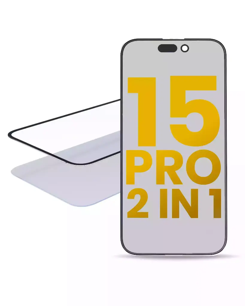 2 in 1 (Glass + OCA Pre-Installed) For iPhone 15 Pro (OCA Master) (2 Pack) (Premium)