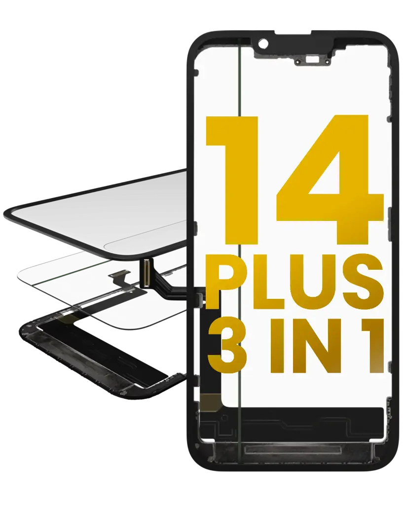 3 in 1 (Glass + OCA Pre-Installed + Frame) For iPhone 14 Plus (OCA Master) (3 Pack) (Premium)