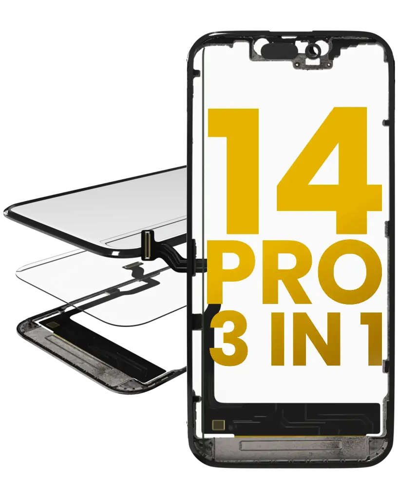 3 in 1 (Glass + OCA Pre-Installed + Frame) For iPhone 14 Pro (OCA Master) (3 Pack) (Premium)