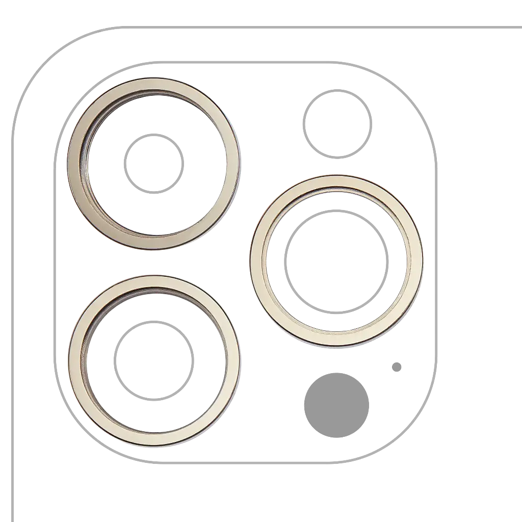 Back Camera Bezel Ring Only For iPhone 14 Pro / 14 Pro Max (3 Piece Set) (Gold) (Premium)