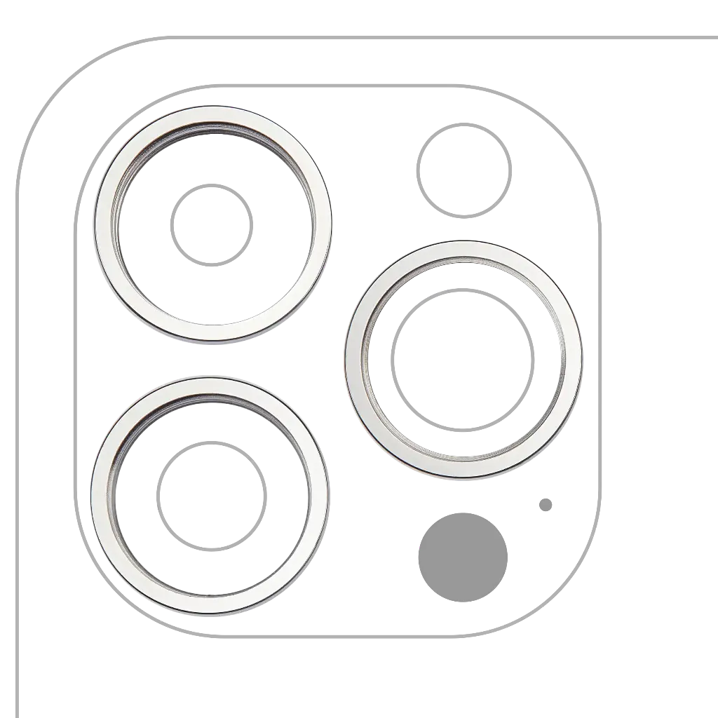 Back Camera Bezel Ring Only For iPhone 14 Pro / 14 Pro Max (3 Piece Set) (Silver) (Premium)