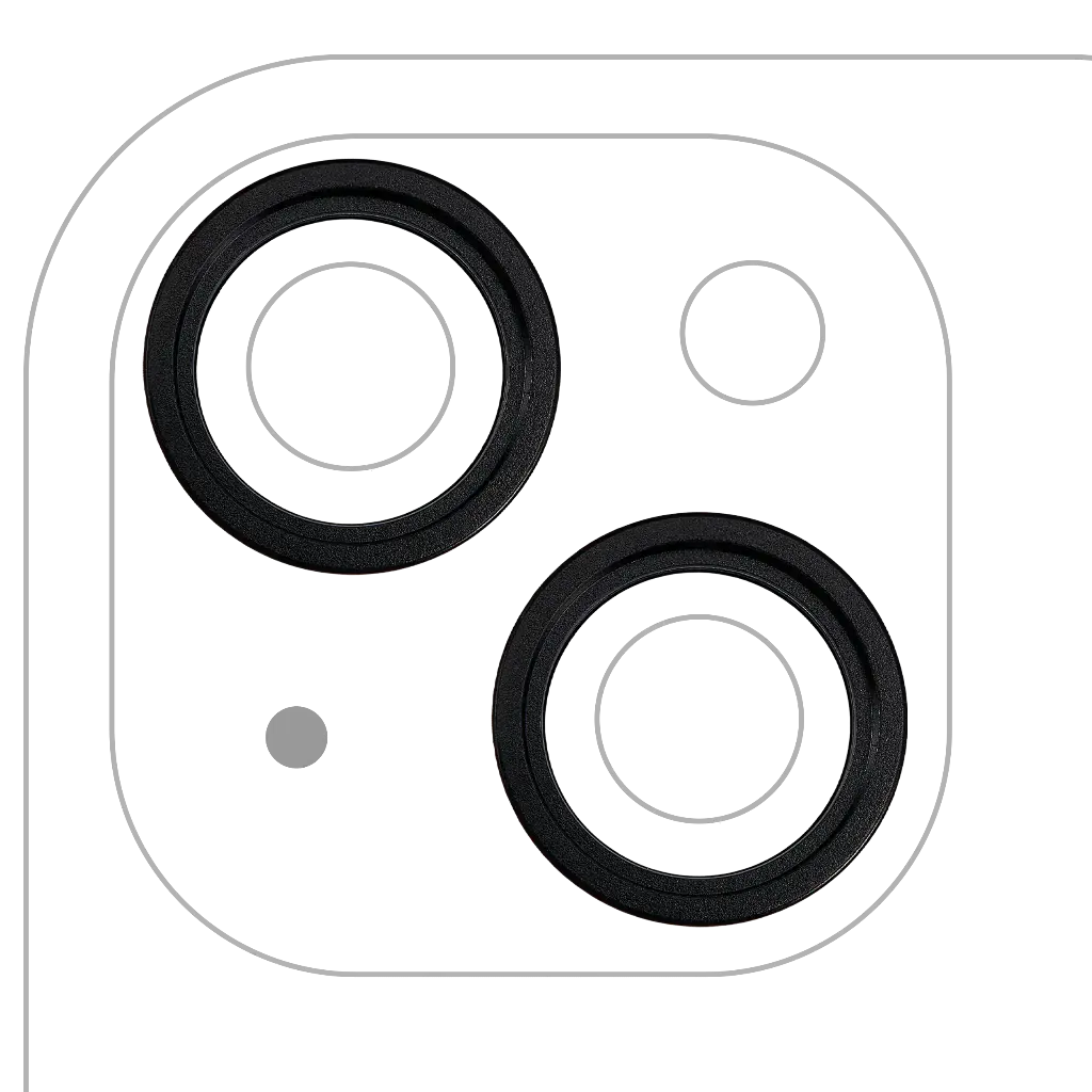 Back Camera Bezel Ring Only For iPhone 15 / 15 Plus (2 Piece Set) (Black) (Premium)