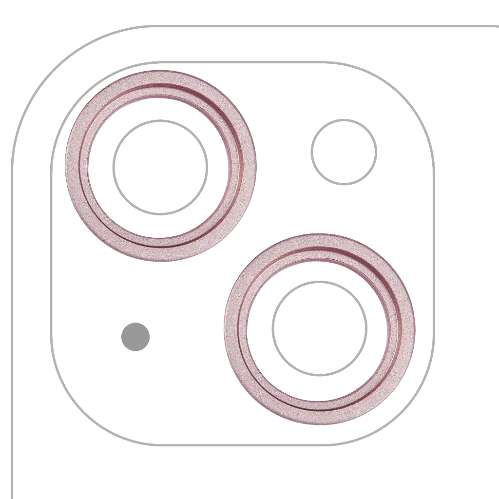 Back Camera Bezel Ring Only For iPhone 15 / 15 Plus (2 Piece Set) (Pink) (Premium)