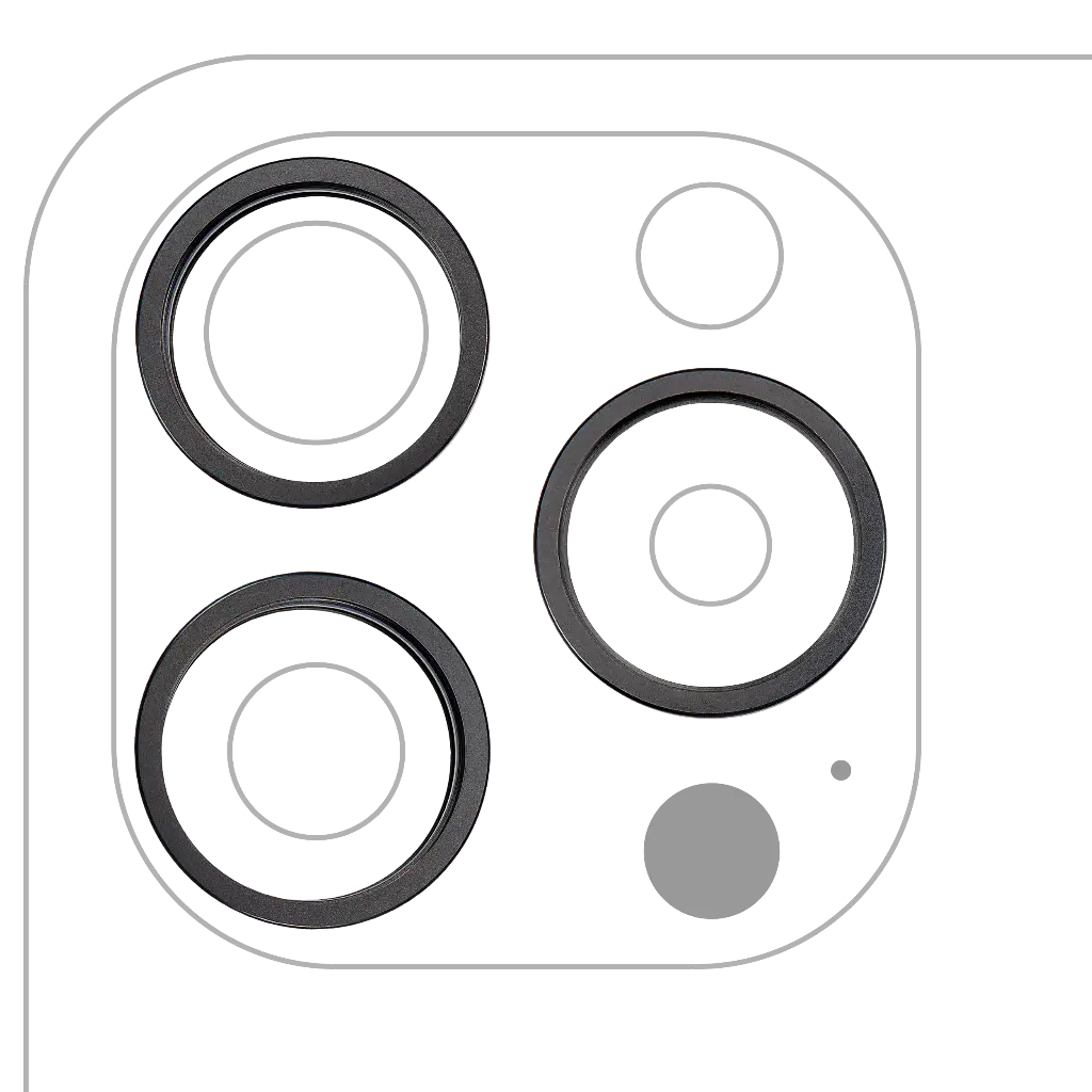 Back Camera Bezel Ring Only For iPhone 15 Pro (3 Piece Set) (Black Titanium) (Premium)
