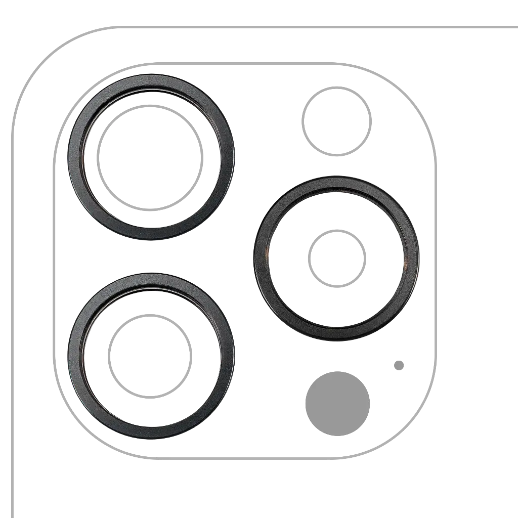 Back Camera Bezel Ring Only For iPhone 15 Pro Max (3 Piece Set) (Black Titanium) (Premium)