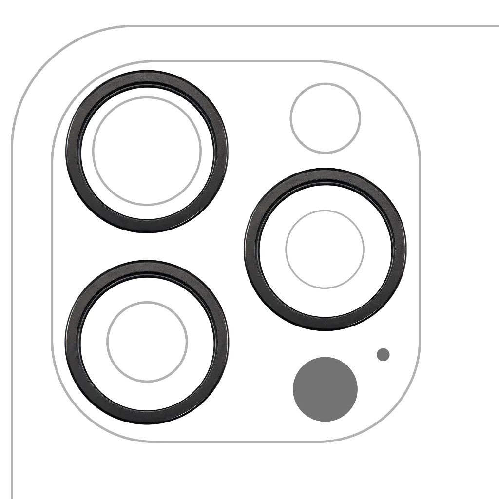Back Camera Bezel Ring Only For iPhone 16 Pro / 16 Pro Max (3 Piece Set) (Black Titanium) (Premium)