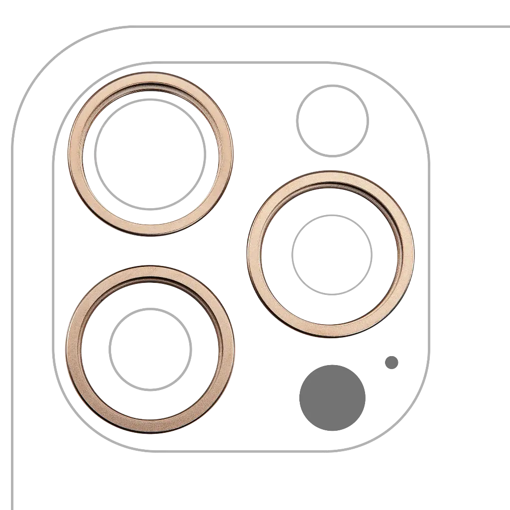 Back Camera Bezel Ring Only For iPhone 16 Pro / 16 Pro Max (3 Piece Set) (Desert Titanium) (Premium)