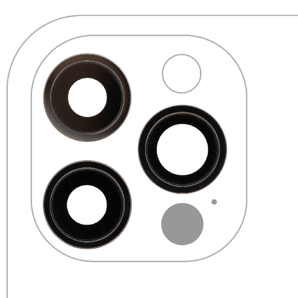 Back Camera Lens With Bracket / Bezel For iPhone 12 Pro (3 Piece Set) (Aftermarket) (Graphite)