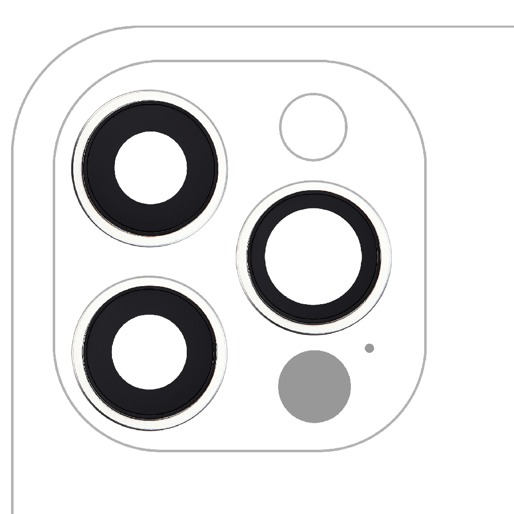 Back Camera Lens With Bracket / Bezel For iPhone 12 Pro (3 Piece Set) (Aftermarket) (Silver)