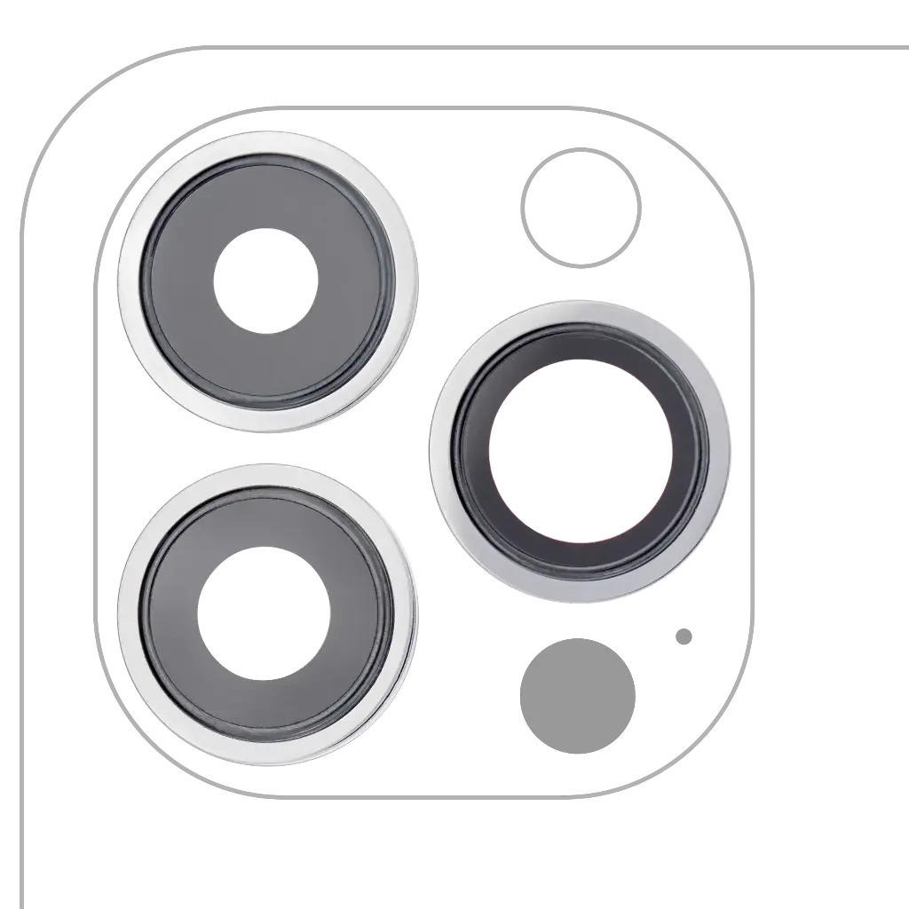 [SP-I13PM-BCLWBB-3S-AM-SLV] Back Camera Lens With Bracket / Bezel For iPhone 13 Pro / 13 Pro Max (3 Piece Set) (Aftermarket) (Silver)