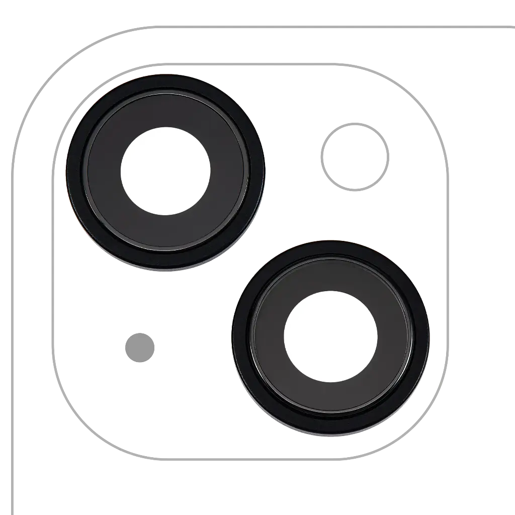 Back Camera Lens With Bracket / Bezel For iPhone 15 / 15 Plus (2 Piece Set) (Premium) (Black)