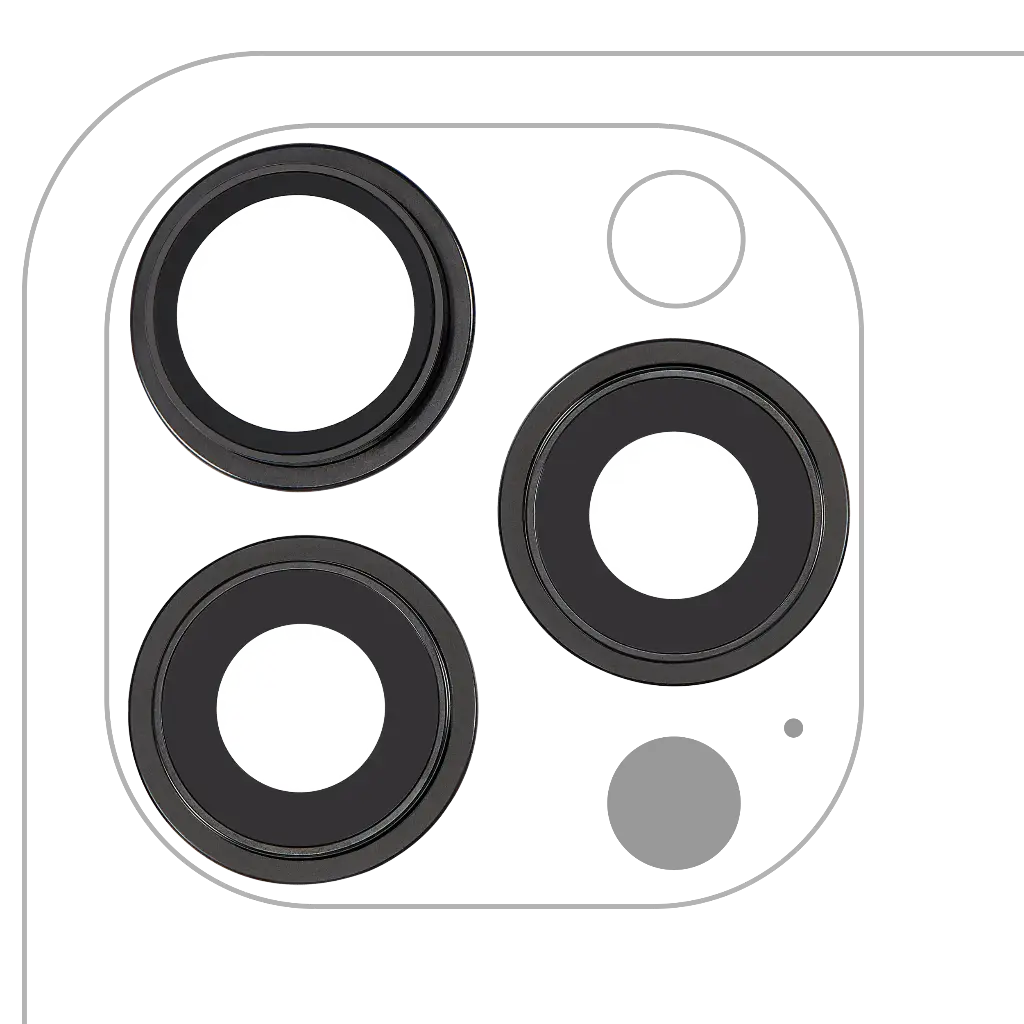 Back Camera Lens With Bracket / Bezel For iPhone 15 Pro Max (3 Piece Set) (Premium) (Black Titanium)