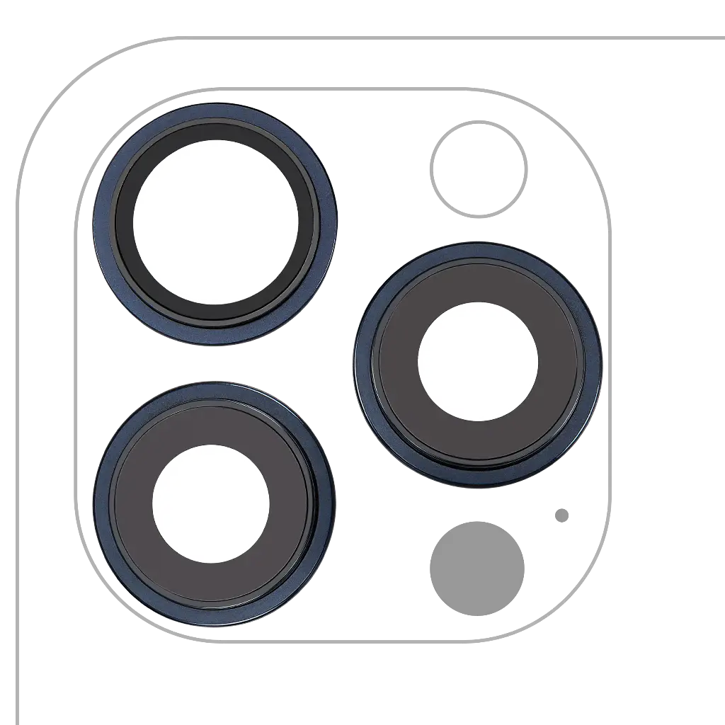 Back Camera Lens With Bracket / Bezel For iPhone 15 Pro Max (3 Piece Set) (Premium) (Blue Titanium)