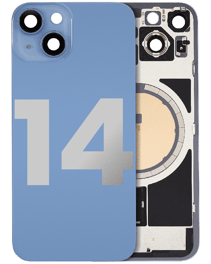 Back Glass With MagSafe Magnet For iPhone 14 (Used OEM Pull: Grade A) (Blue)