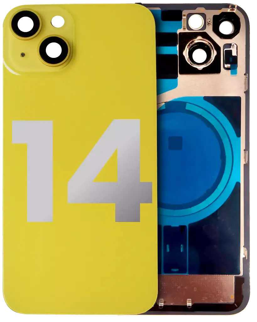 Back Glass With MagSafe Magnet For iPhone 14 (Used OEM Pull: Grade A) (Yellow)