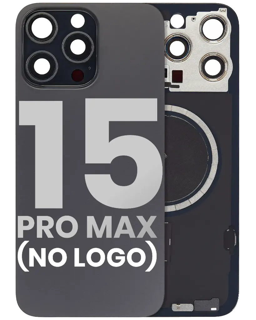 Back Glass With MagSafe Magnet For iPhone 15 Pro Max (No Logo) (Black Titanium)