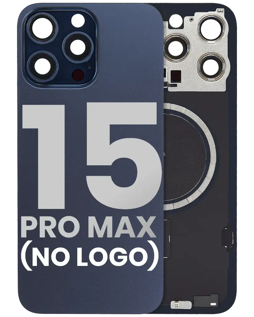 Back Glass With MagSafe Magnet For iPhone 15 Pro Max (No Logo) (Blue Titanium)