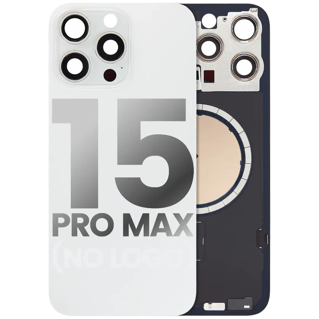 Back Glass With MagSafe Magnet For iPhone 15 Pro Max (No Logo) (White Titanium)